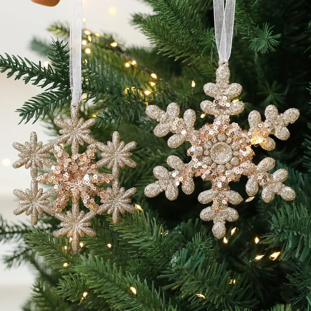 Christmas Sequins Ornament Elegant Snowflake Hanging Decor