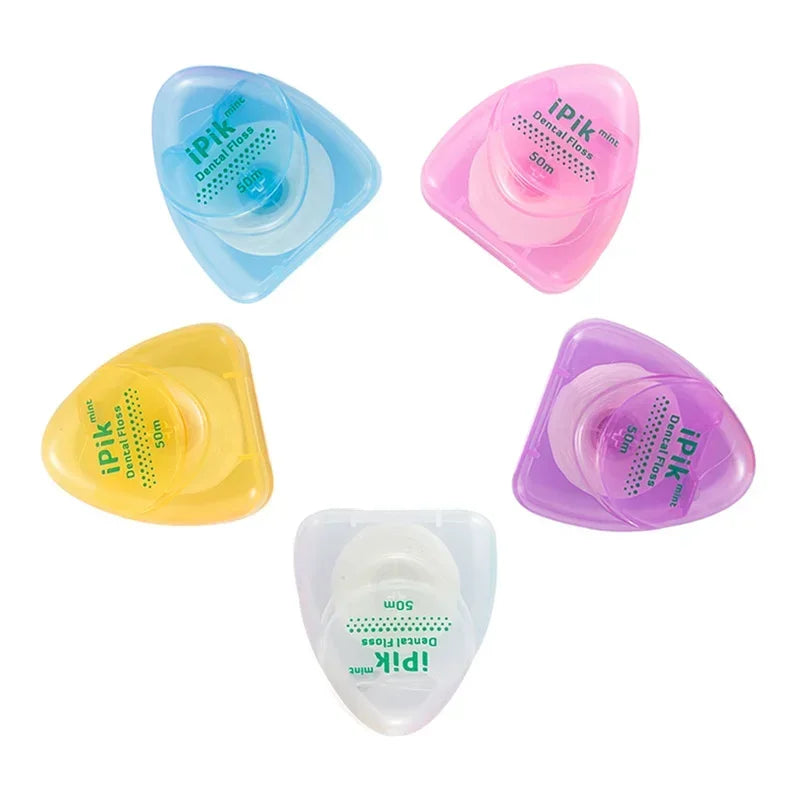 Portable 50m Waxed Dental Floss with Travel Case | Oral Care