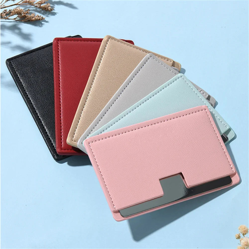 Shatterproof Pocket Makeup Mirror – PU Leather Card Size