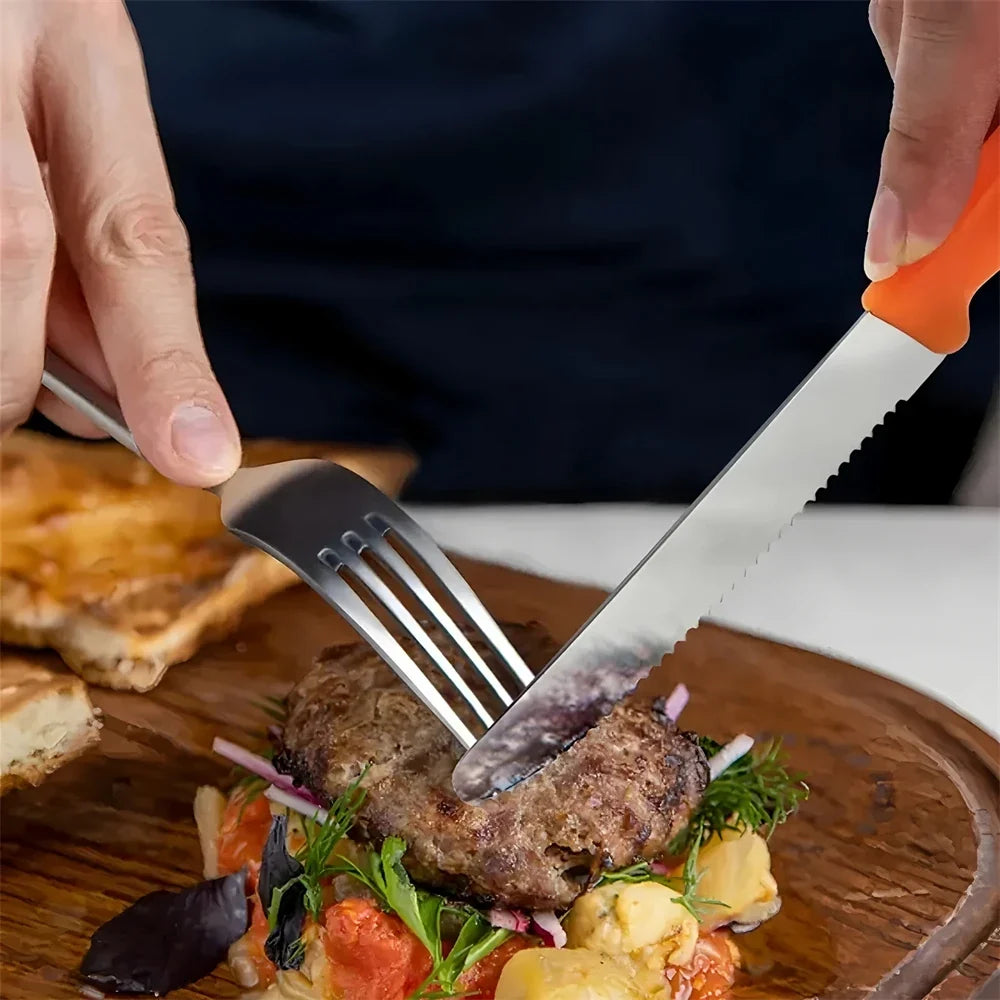 Serrated Steak Knives Set 6 or 12 Pcs – Round Tip Kitchen Knife