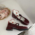 Women's Patent Leather Mary Jane Block Heel Shoes | Square Toe