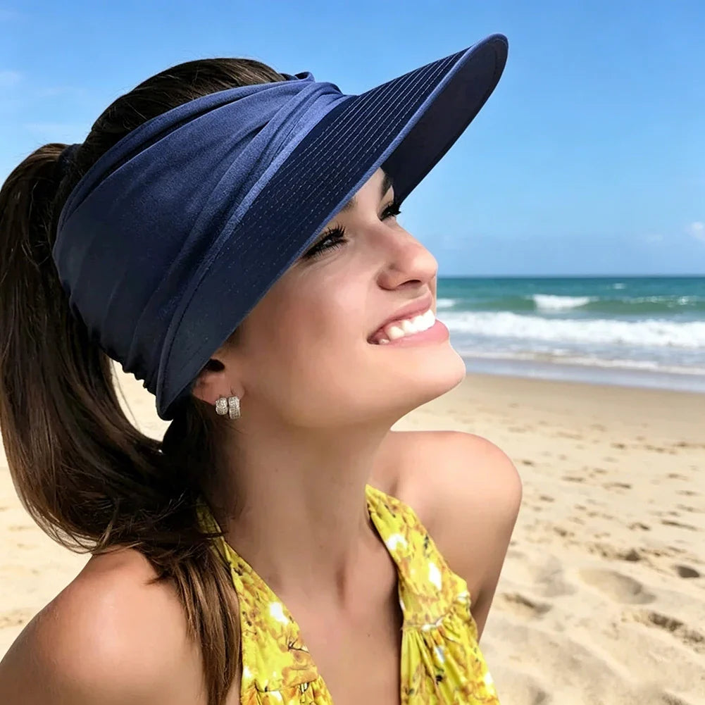 Women's UPF 50+ Wide Brim Empty Top Sun Hat – Beach & Sports