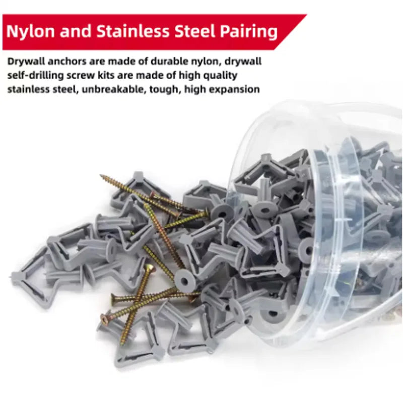 100pcs Drywall Anchor Kit – 50 Sets Wall Anchors & Screws