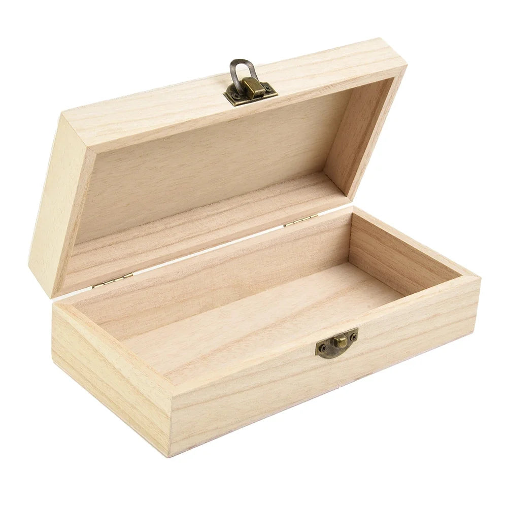 Retro Wooden Jewelry Storage Box Vintage Lock Rectangular Desktop