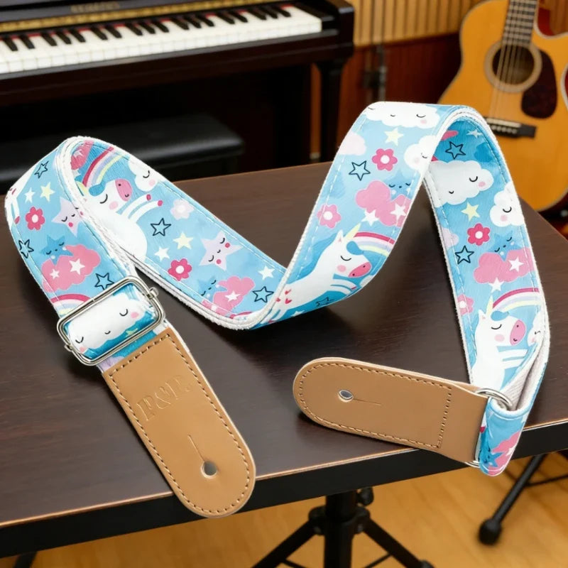 Cartoon Ukulele & Guitar Strap – Adjustable Fabric Belt