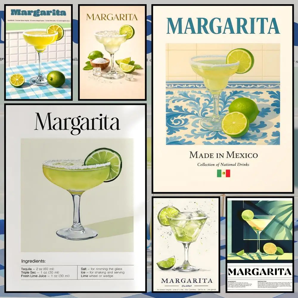 Cocktail Margarita Wall Poster – Self-Adhesive Waterproof Art