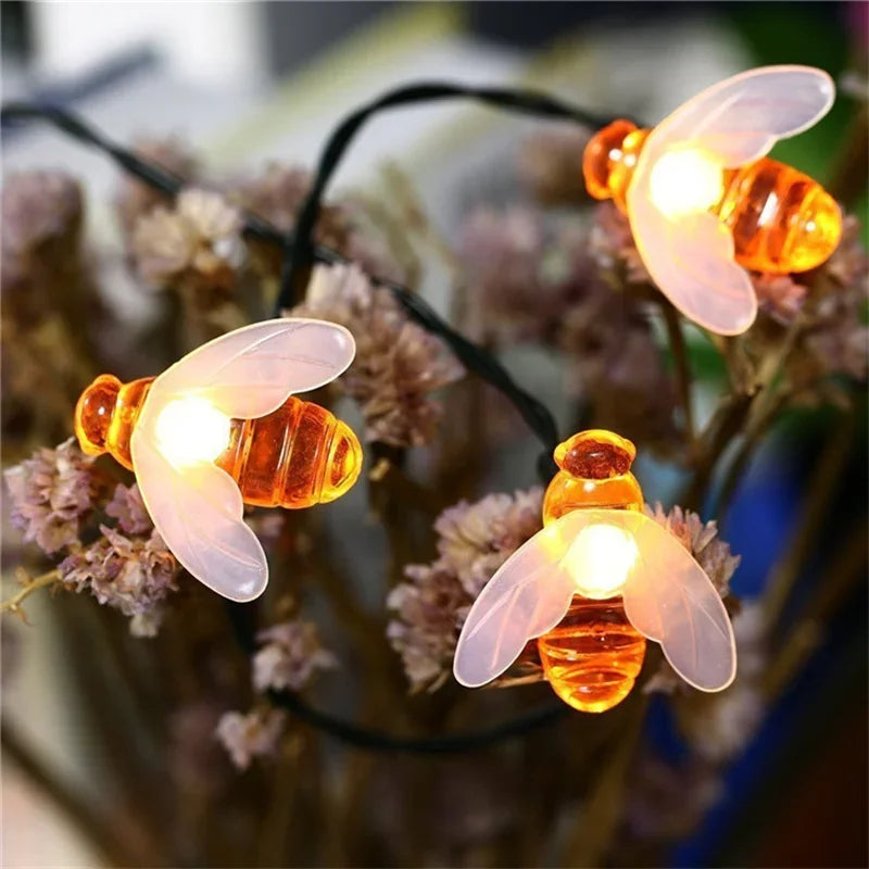 Solar Bee String Lights Outdoor Waterproof LED Garden Decor