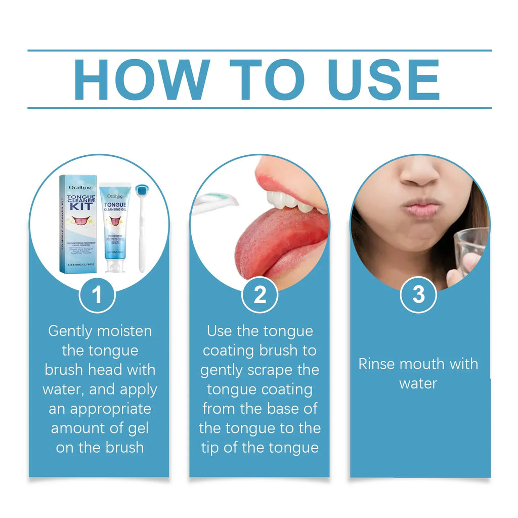 Oralhoe Tongue Scraper Kit with Brush & Cleaning Gel | Fresh Breath