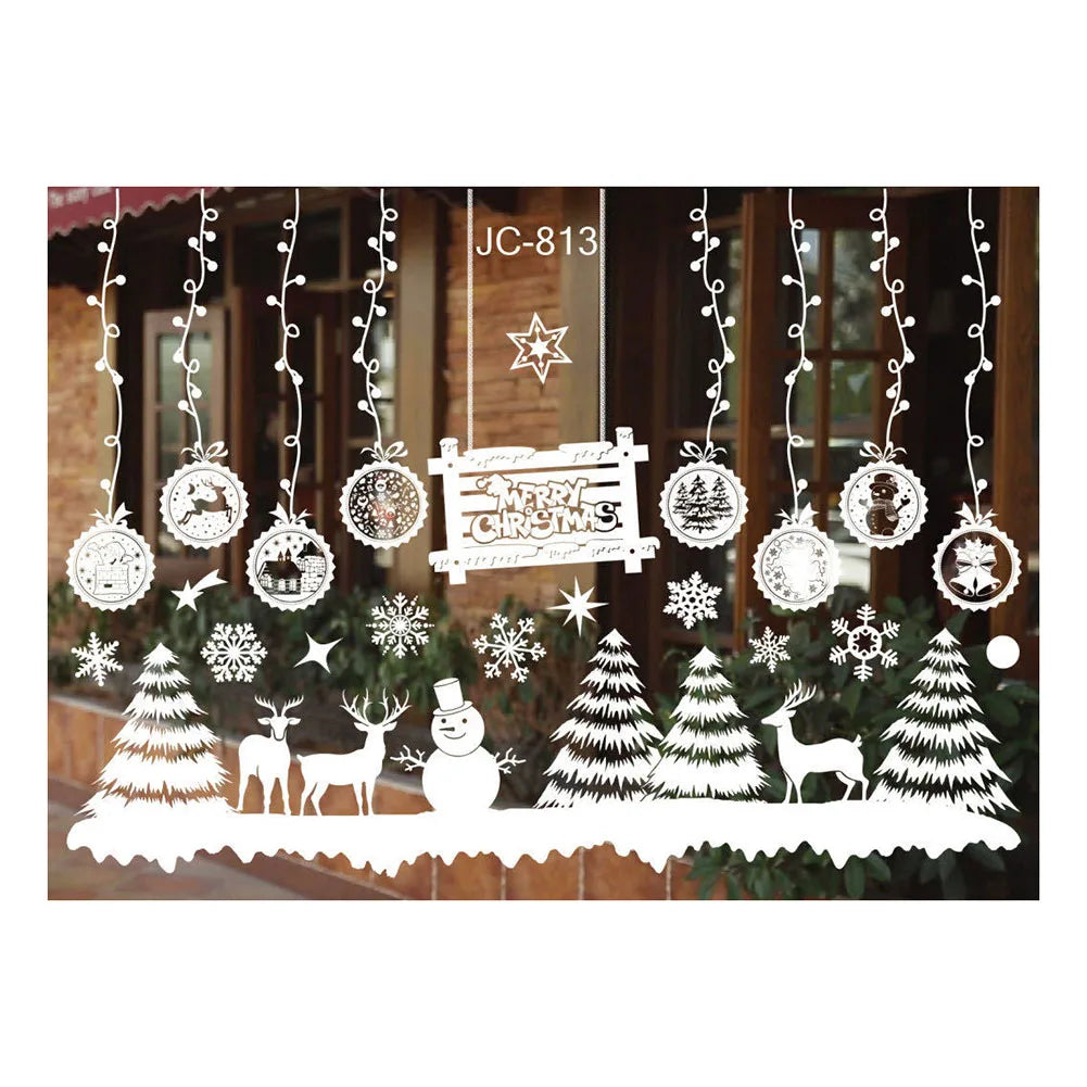 Christmas Window Clings – Snowflake & Reindeer Static Decals