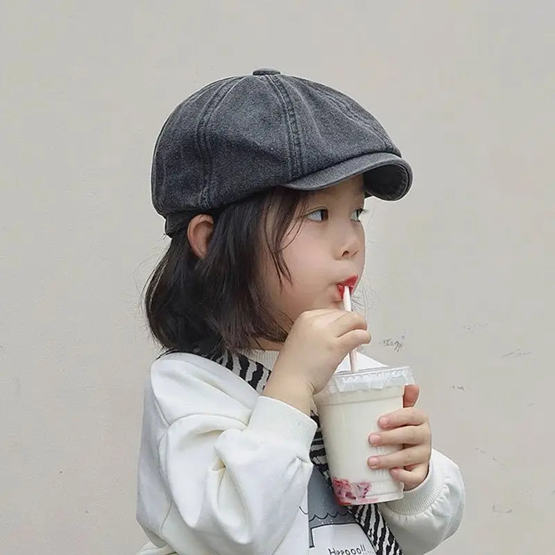 Kids Newsboy Cap | Soft Cotton Baby Toddler Hat Spring Autumn