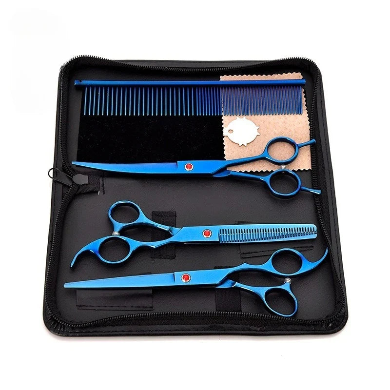 7" Professional Dog Grooming Scissors Set – Cut, Thin & Curved