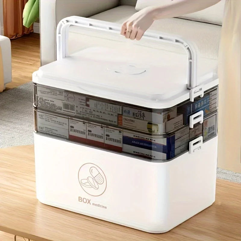 Leak-proof Medicine Organizer 3-Tier First Aid Storage Cabinet Box