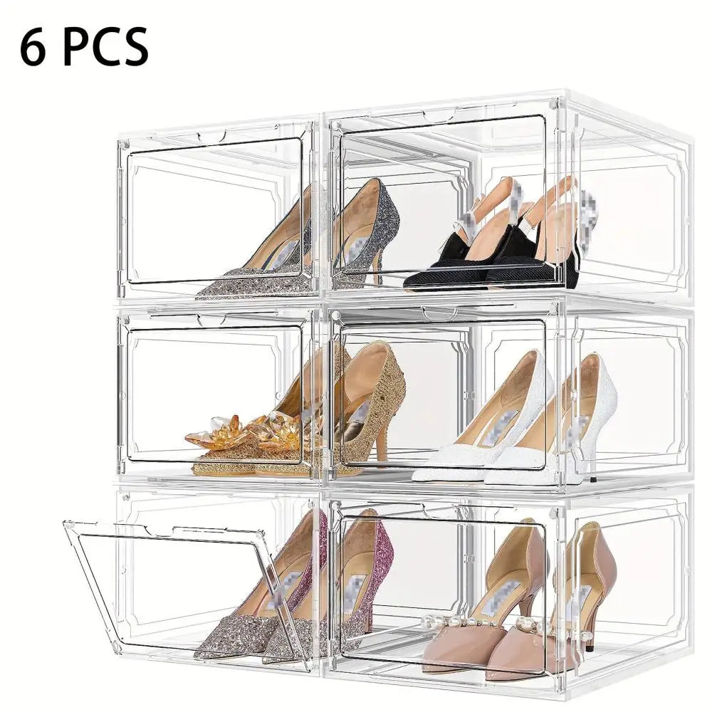 Shoe Storage Box Clear Stackable Organizer Closet Space Saving