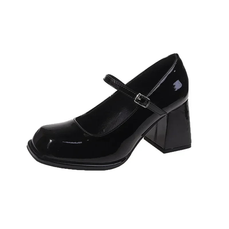 Women's Mary Jane Square Heel Pumps – Vintage Buckle Sandals