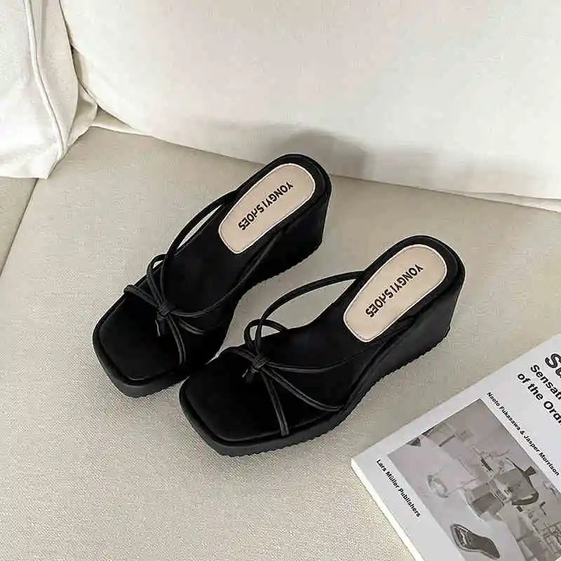 Women's Wedge Clip Toe Sandals – Narrow Band Summer Slides