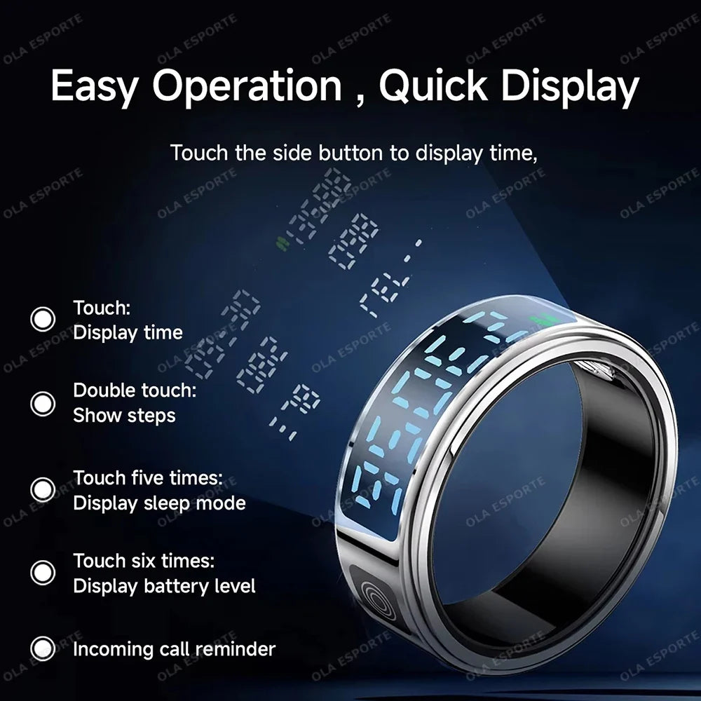 Smart Ring with Display | Heart Rate, SpO2 & Sleep Tracker