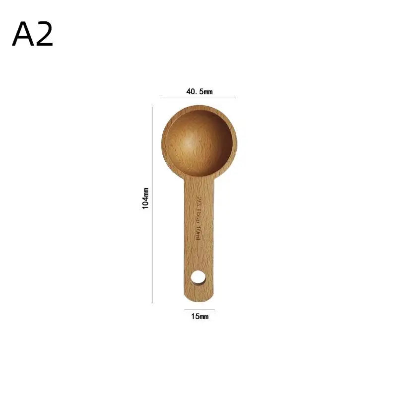 Wooden Measuring Spoon Portable Beech Walnut 7 5- Non-slip Kitchen