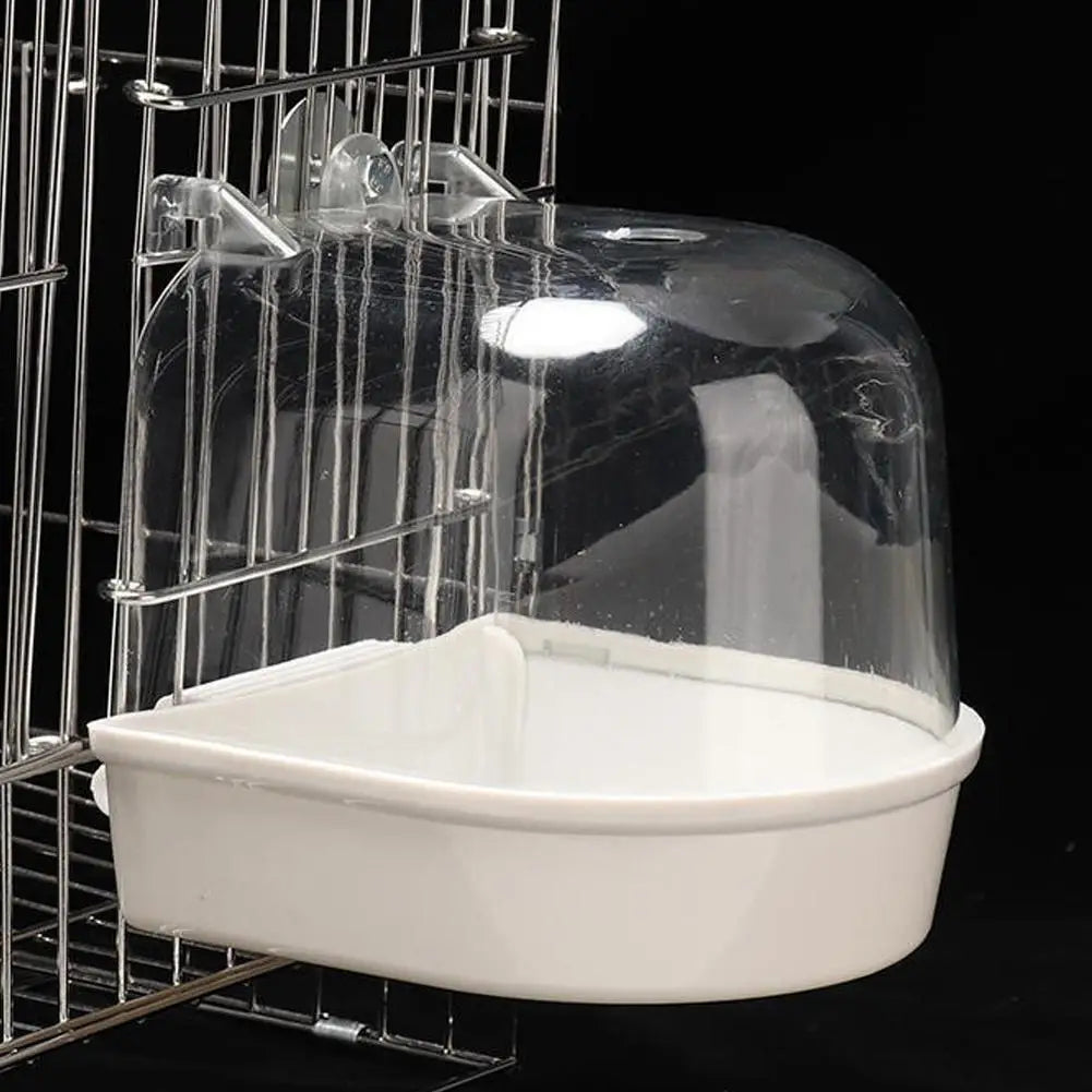 Hanging Cage Bird Bath Box – Waterproof Parrot & Parakeet Bath