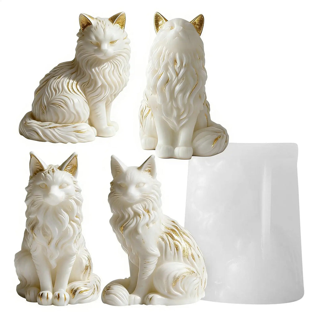 Maine Coon Shaped Silicone Mold 3D Cat Design DIY Candles Soaps