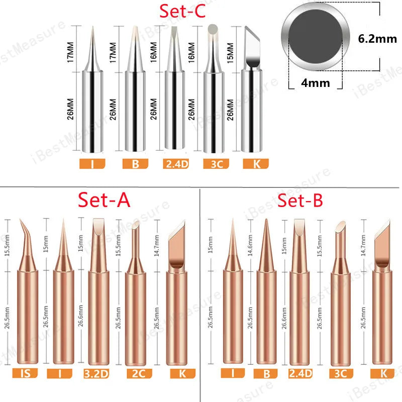 900M-T Pure Copper Soldering Iron Tip Lead-free Solder Tips Welding