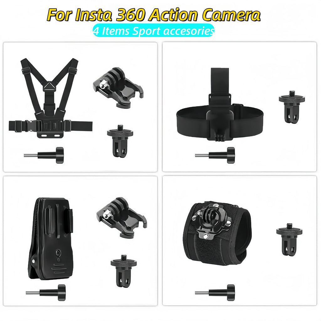 Insta360 X5/X4/X3 Accessories Kit – Chest, Head & Wrist Mount
