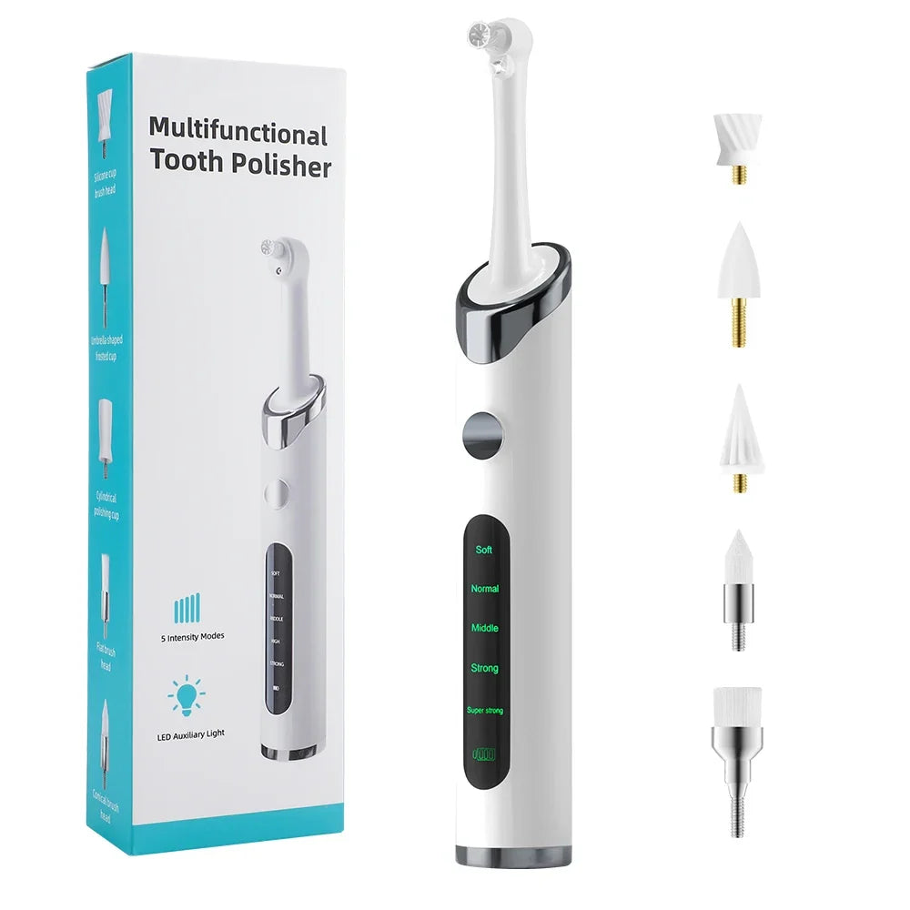 Electric Tooth Polisher – 5 Modes, 6 Heads, LED & Type-C