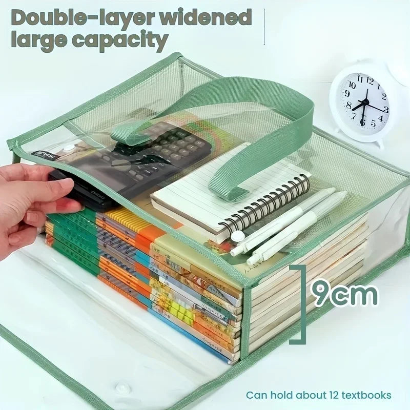 2-Pack Large Transparent PP File Bags | Portable Document Organizer
