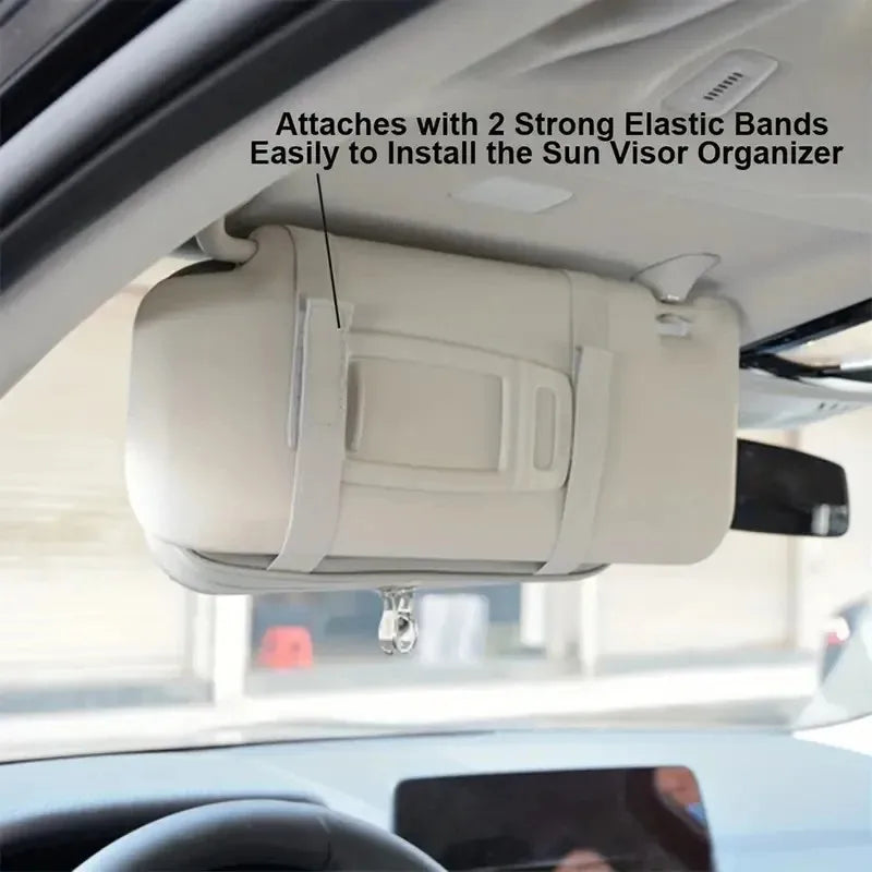 Car Sun Visor Organiser Sunglasses Holder Zip Pouch Truck SUV