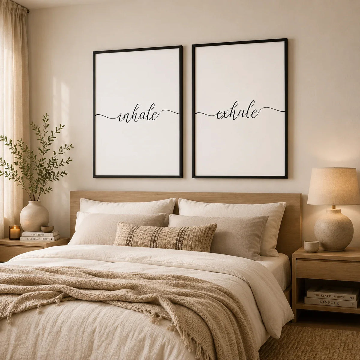 Inhale Inspirational Canvas Wall Art | Minimalist Yoga Decor
