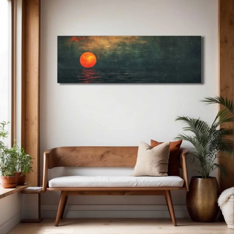 Sunset Ocean Boho Canvas Wall Art | Unframed Horizontal Print