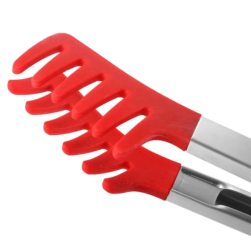 Stainless Steel Silicone Food Tongs – Heat Resistant BBQ Kitchen Clip