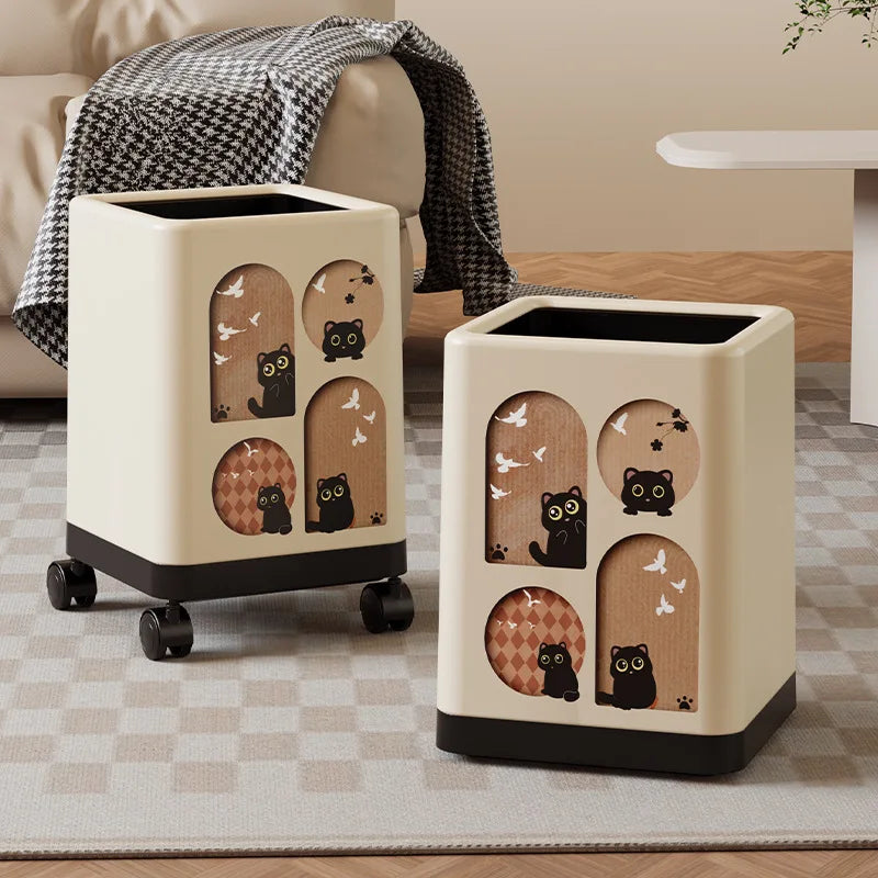 Premium Lidded Trash Can with Wheels – Large Waste Bin