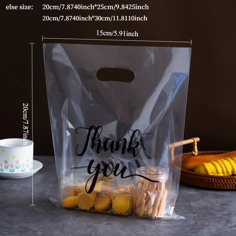 100 Transparent Thank You Gift Bags – Plastic Baking Packaging
