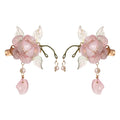 Vintage Pink Glass Flower Hair Clips for Girls – Set of 2
