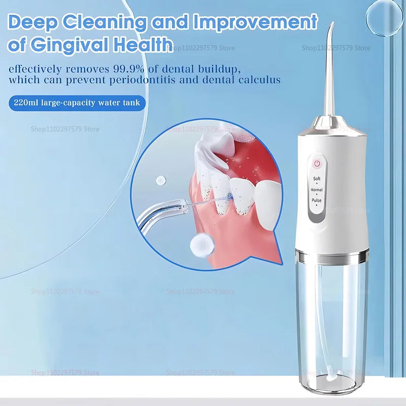 Portable Rechargeable Water Flosser | 4 Jets, 3 Modes, IPX7
