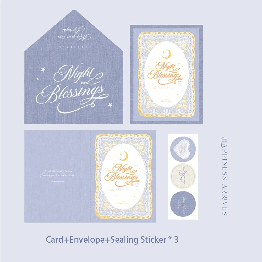Stamping Relief Greeting Card&envelope Lace Poetry Series High-end