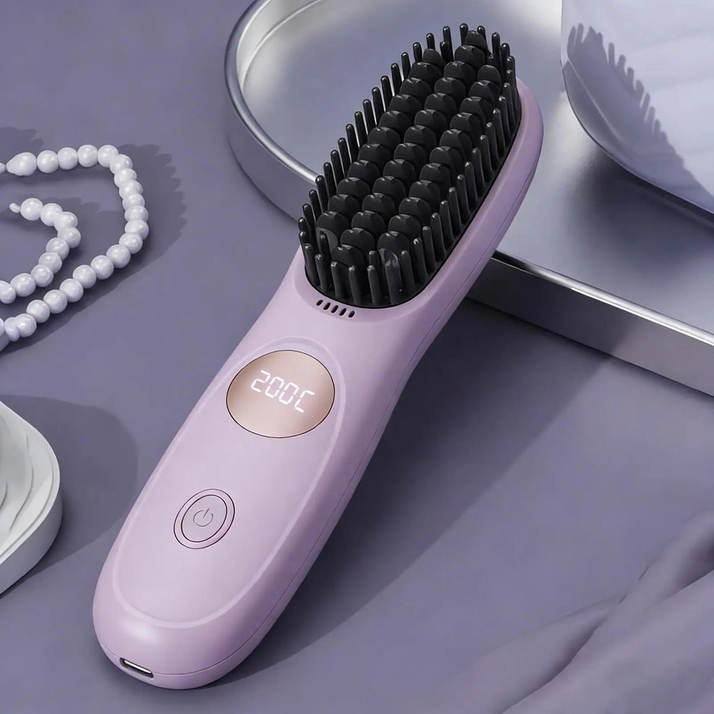 Cordless USB Rechargeable Ceramic Hair Straightener Comb