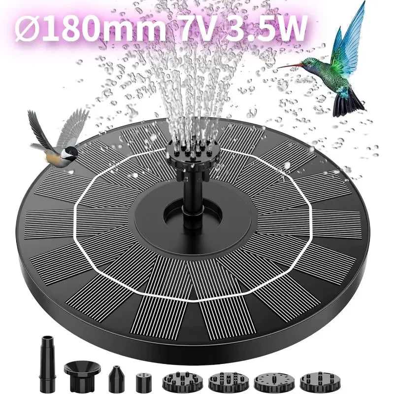 3.5W Solar Bird Bath Fountain Pump – 6 Nozzles | Garden Pond