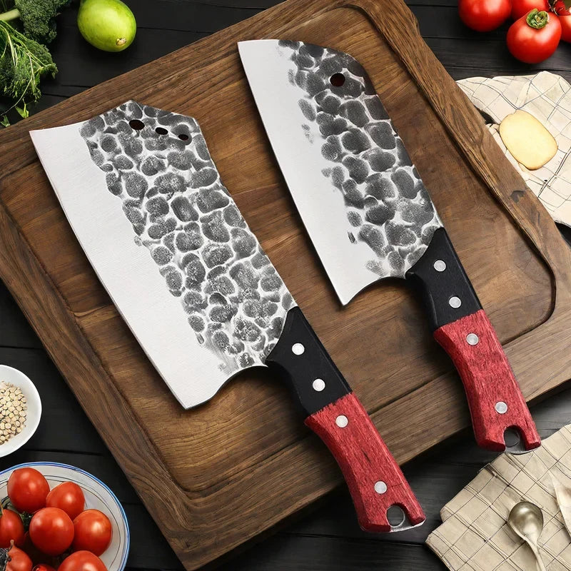 Forged Stainless Steel Kitchen Knife Set – Cleaver & Slicer