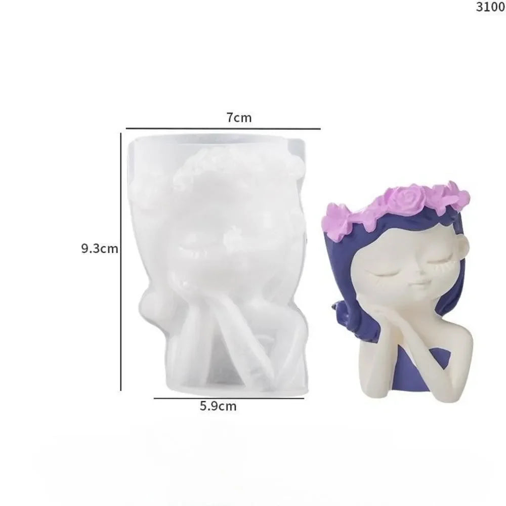 3D Beauty Flower Girls Pot Silicone Mold DIY Homemade Portrait