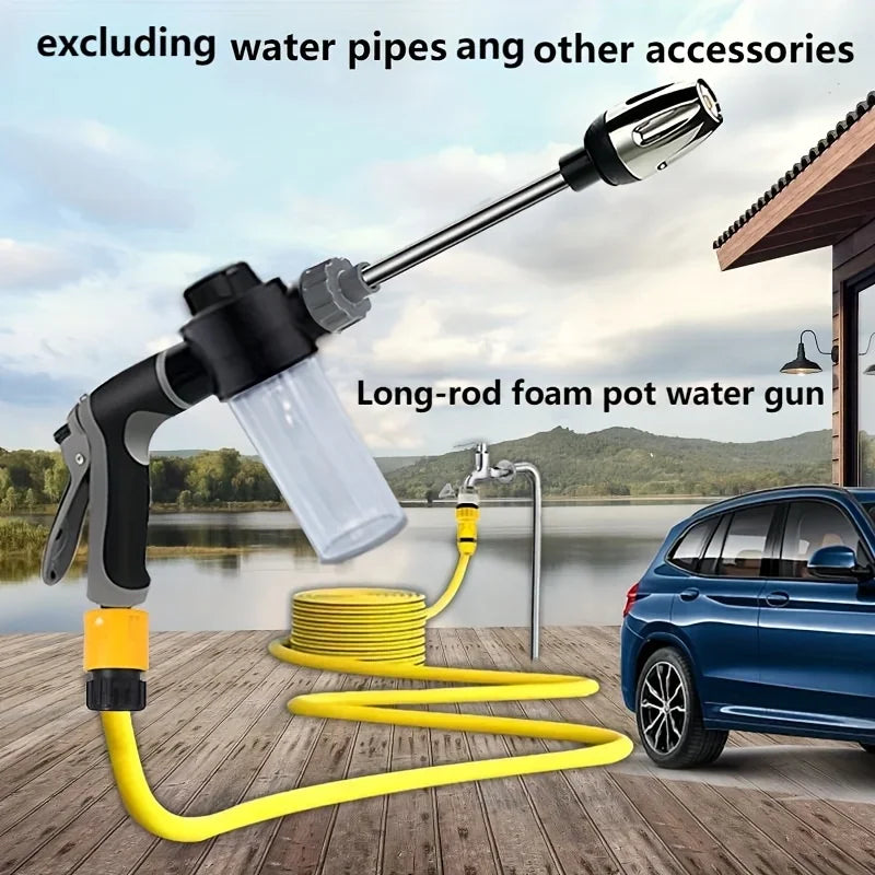 Long-Handle High-Pressure Car Wash Gun with Foam Bottle