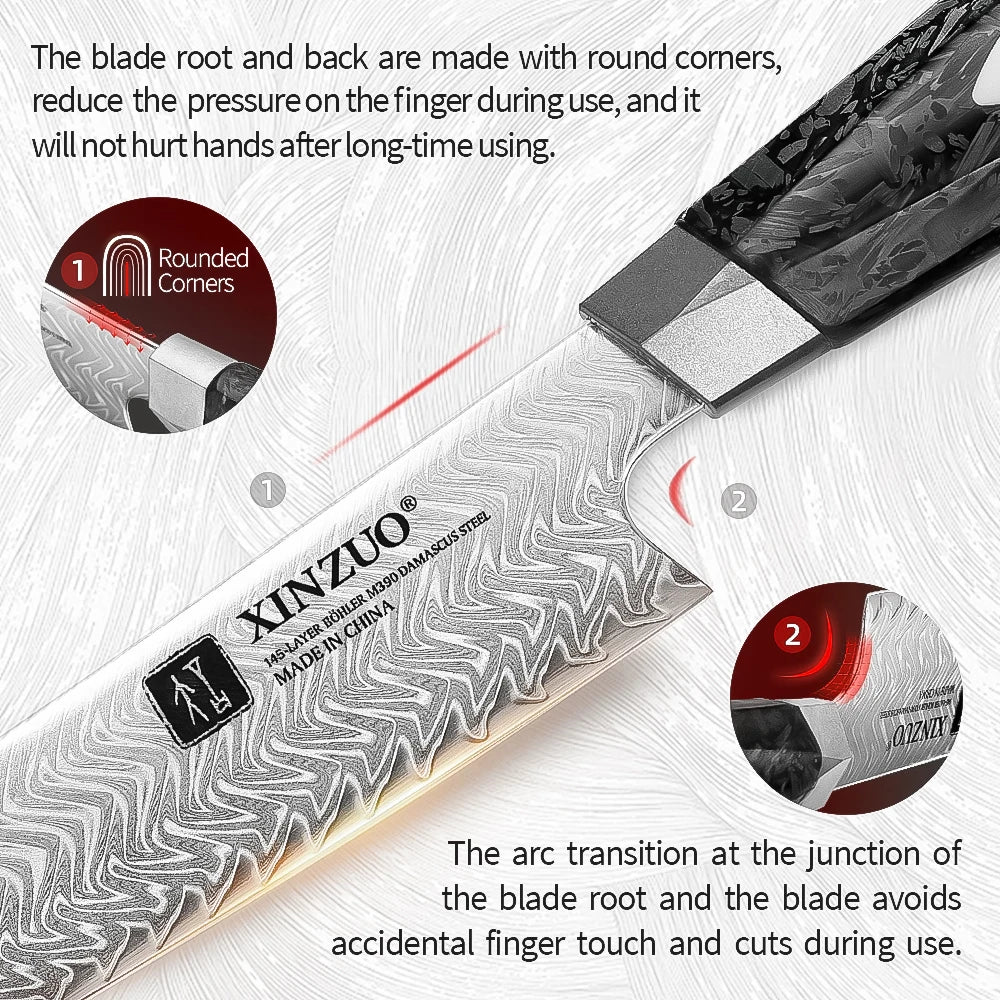 XINZUO 8.46" Damascus Carving Knife – 145-Layer M390 Steel