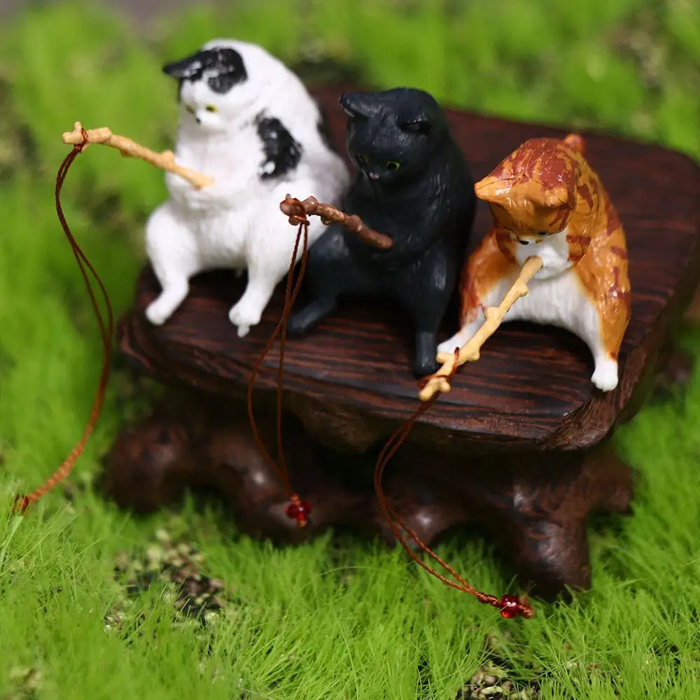 Fishing Cat Figurine – Aquarium Fish Tank Ornament Decor