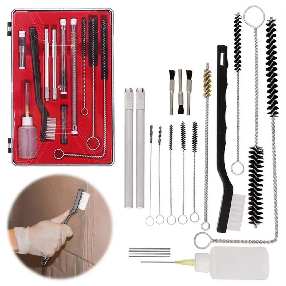 Airbrush Spray Nozzle Cleaning Brush Kit | 17/23Pc + Storage Case