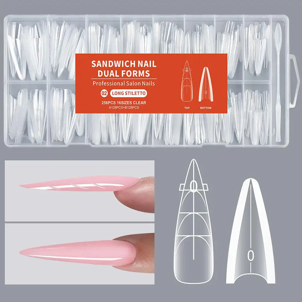 256-Piece Dual Form Nail Tips | Full Cover Gel Extension Kit