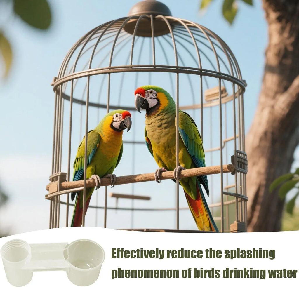 Double-Port Bird Water Dispenser – Splash-Proof Drinker Cup