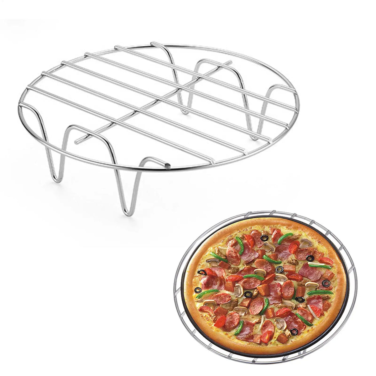 Stainless Steel Round Cooking Rack – Oven & Air Fryer 6/7/8 Inch