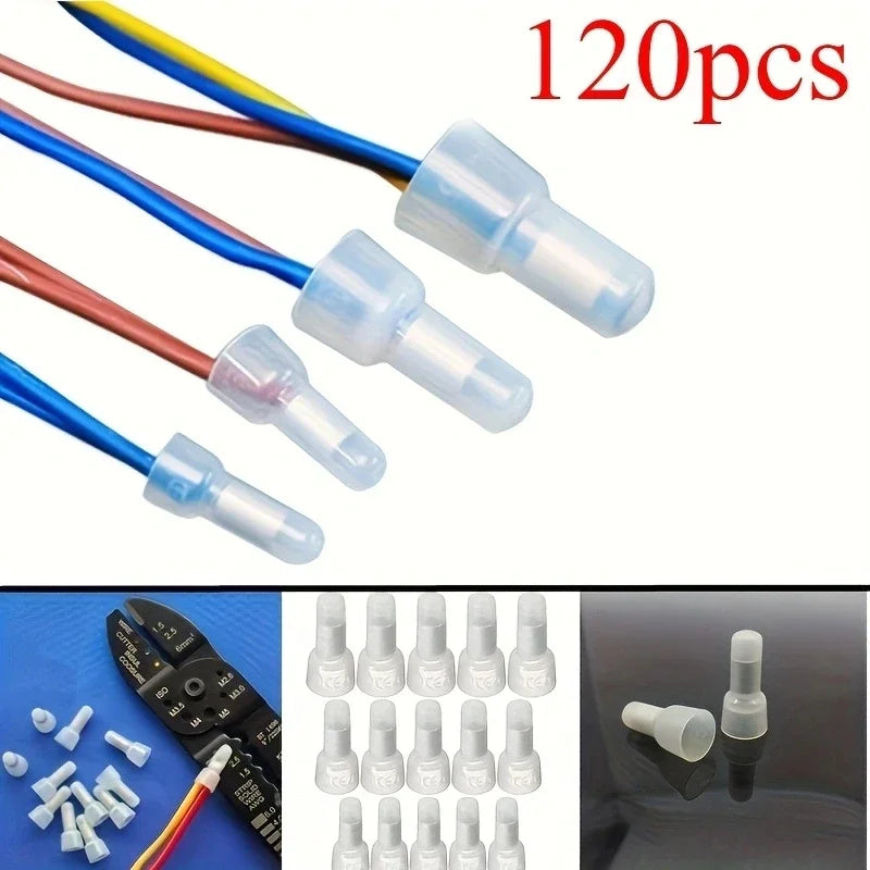 120Pcs Closed End Crimp Caps 22-16 16-14 12-10 AWG Wire Connectors