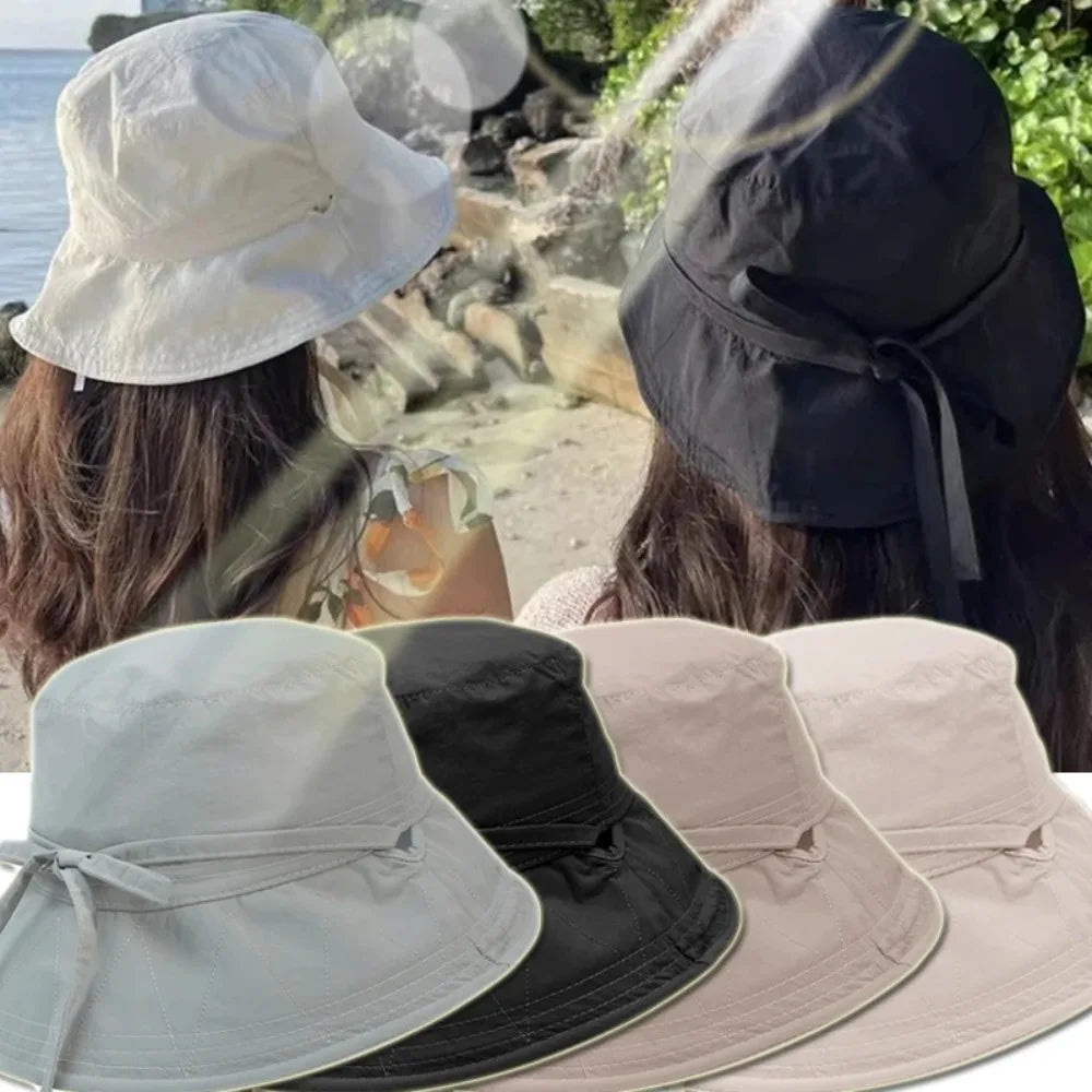 Lace-Up Fisherman Bucket Hat – Knit Sun Hat for Women
