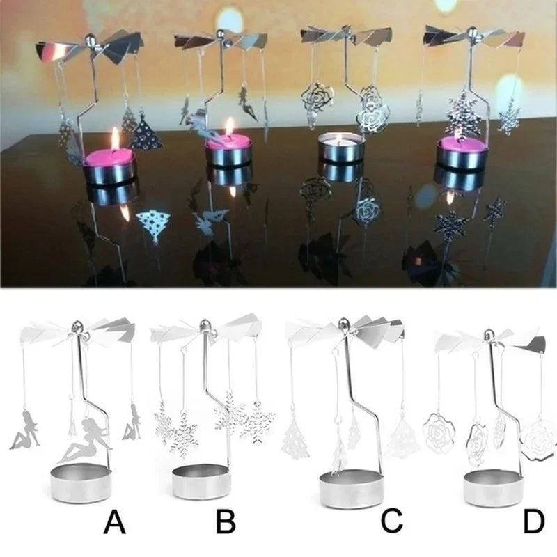 Spinning Metal Carousel Tea Light Candle Holder | Xmas Decor